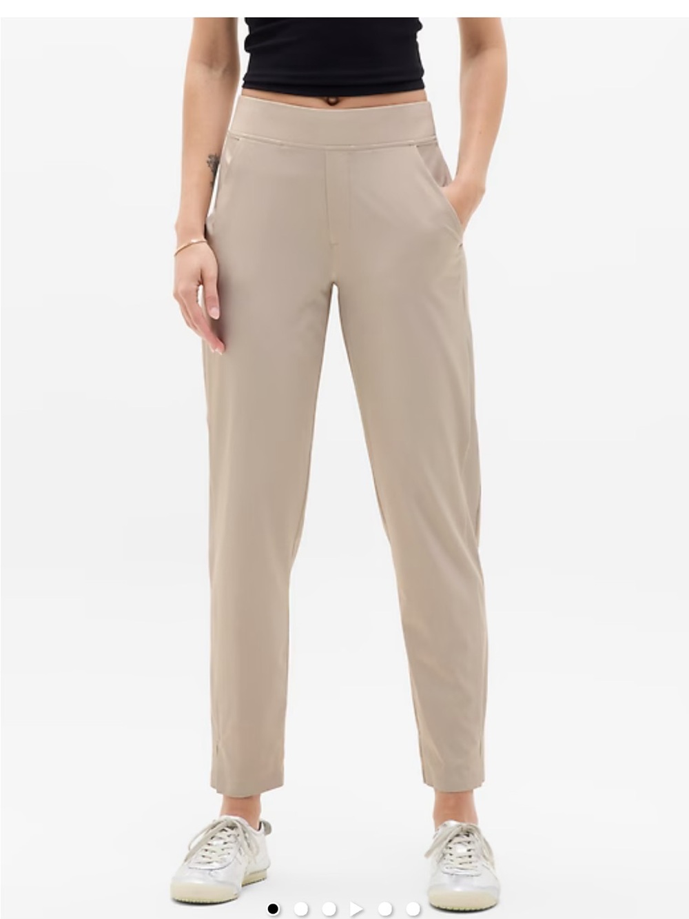 Athleta Brooklyn Mid Rise Casual Ankle Pants in Beige